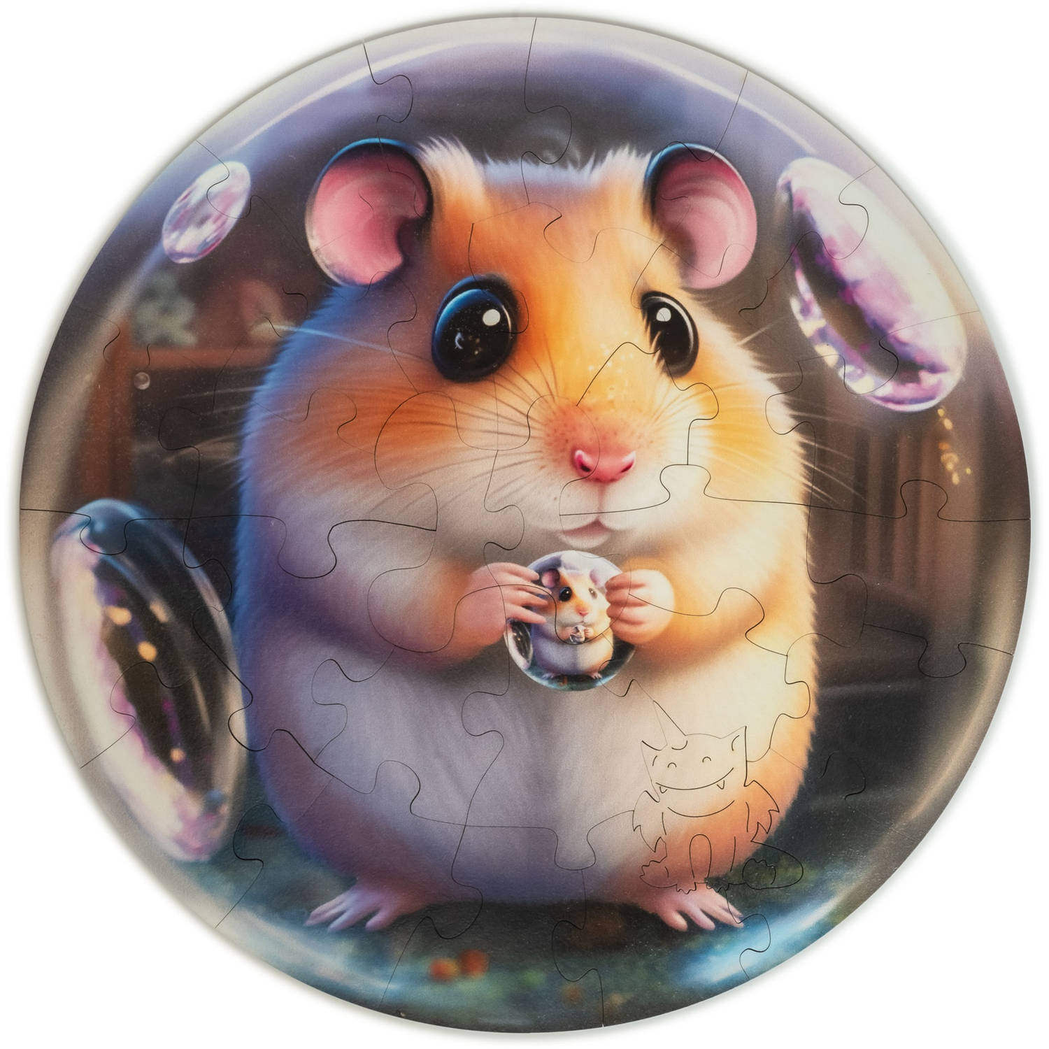 UNIDRAGON Houten Puzzel Bubblezz - Hamster - 30 stukjes - 25 cm