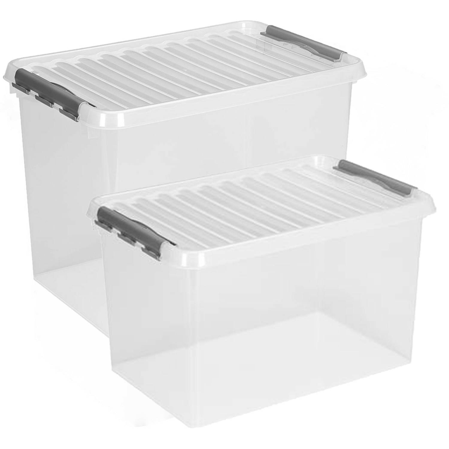 Sunware opslagboxen met deksel 2x stuks kunststof 62 L en 72 L Opbergbox