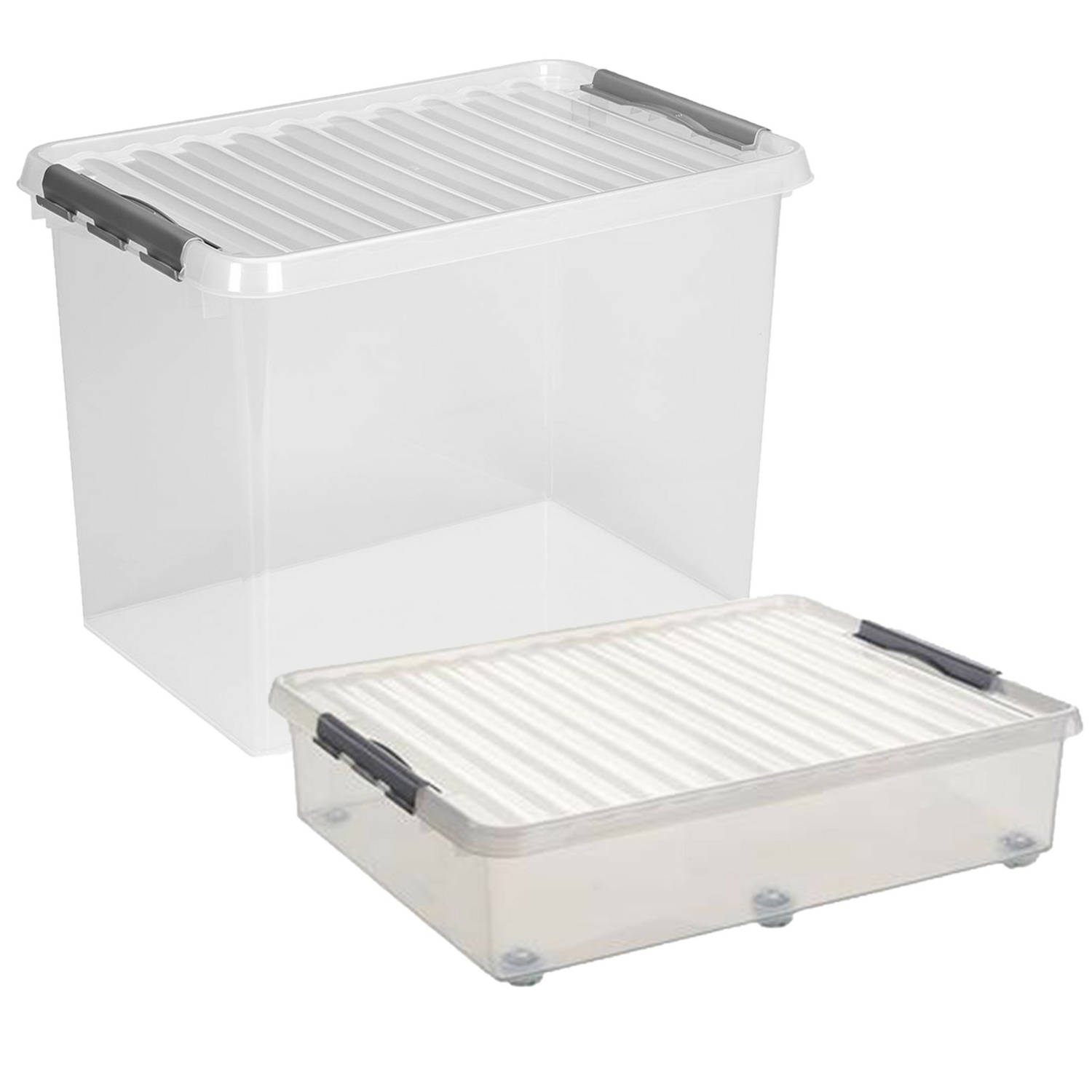 Sunware opslagboxen met deksel 2x stuks kunststof 60 L en 72 L Opbergbox