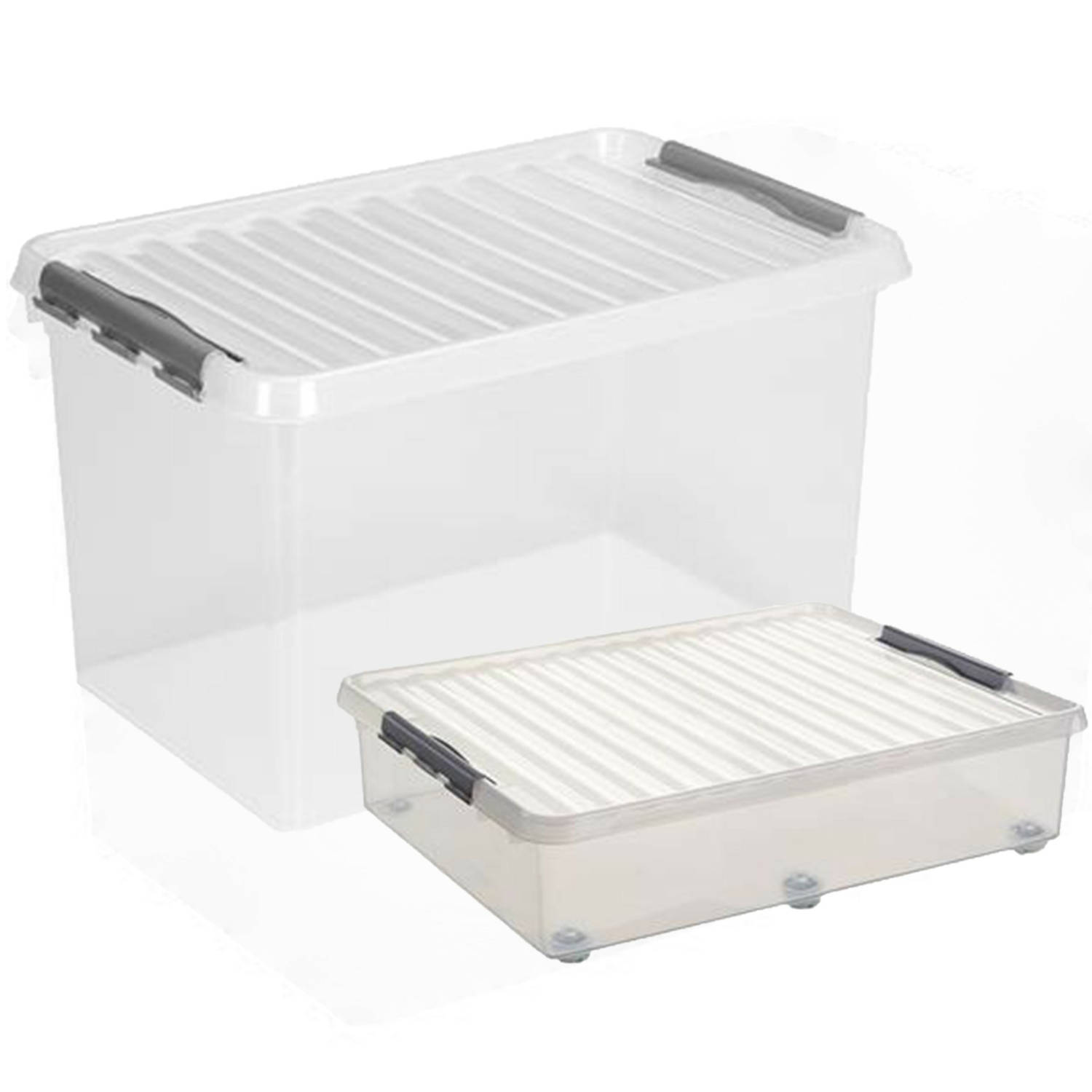 Sunware opslagboxen met deksel 2x stuks kunststof 60 L en 62 L Opbergbox