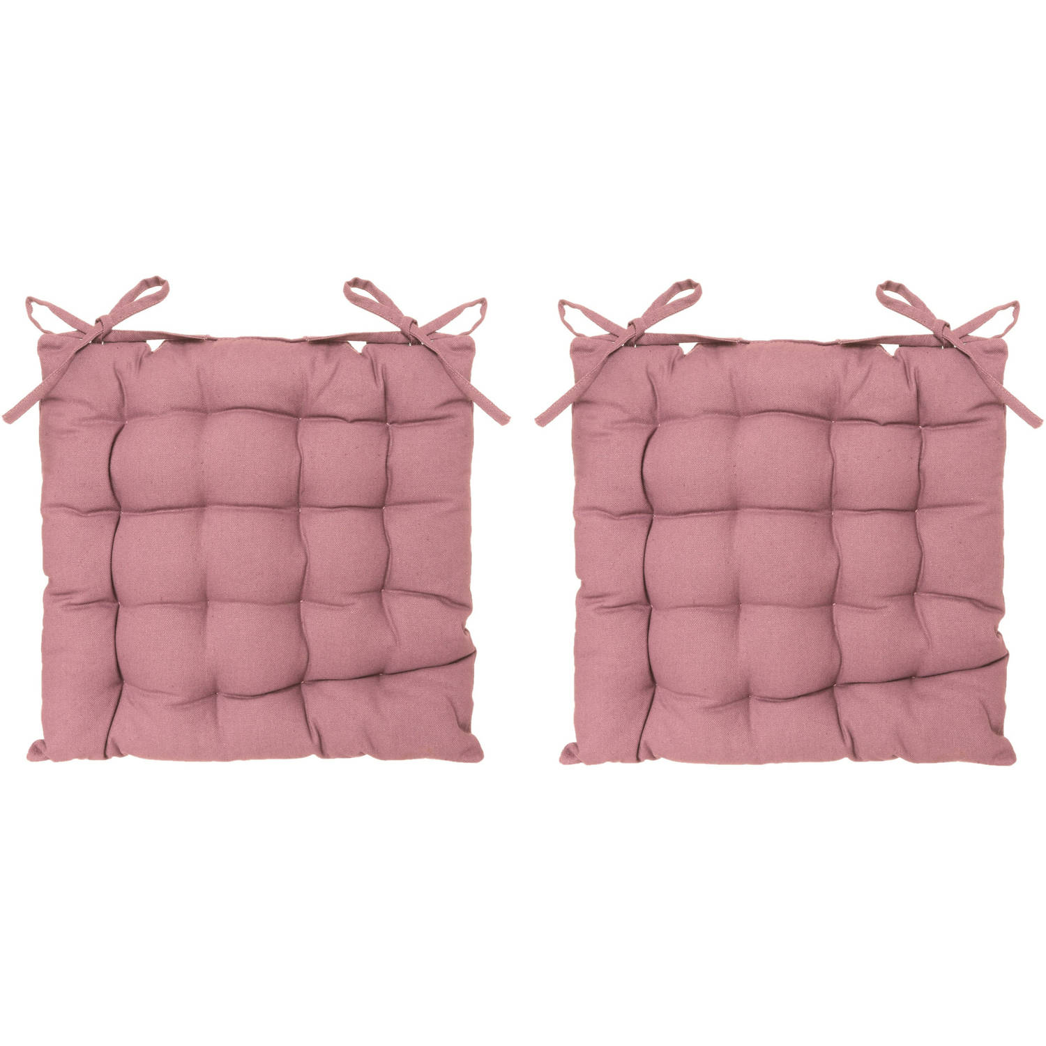 Atmosphera Stoelkussen 2x roze katoen 38 x 6 cm zitkussen tuinstoelkussens