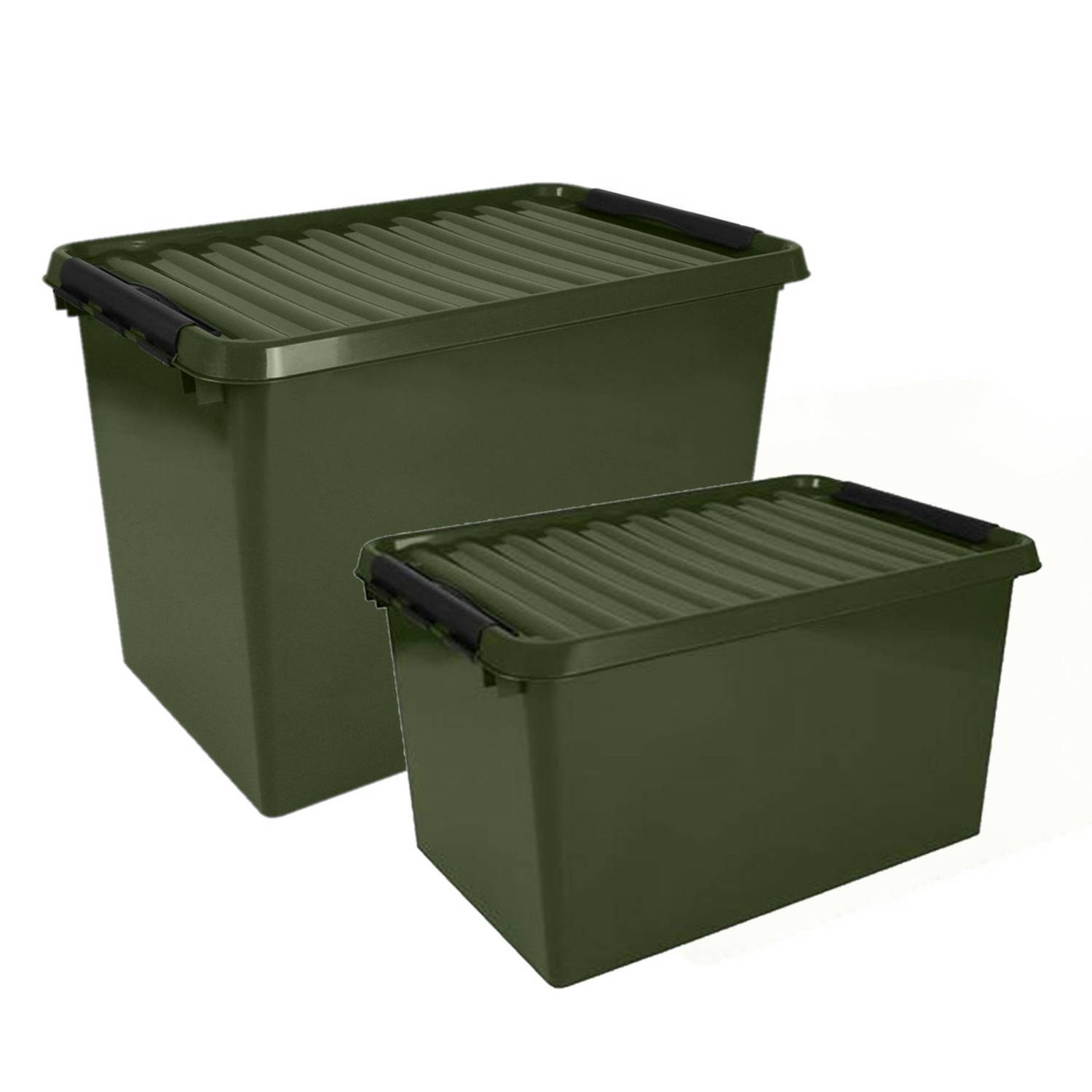 Sunware Opslagboxen met deksel 2x stuks Groen 62 L en 72 L Opbergbox
