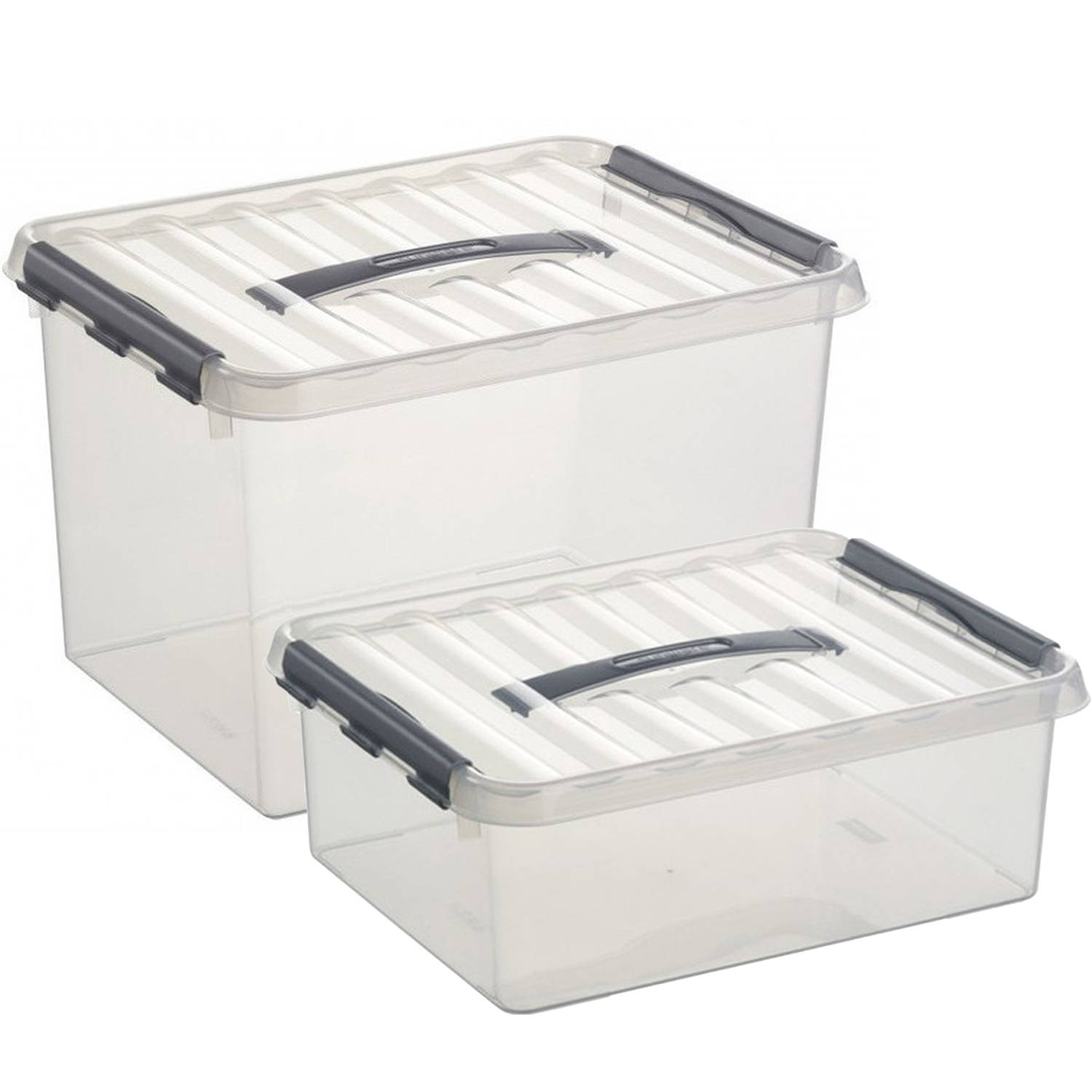 Opberg boxen set van 4x stuks in 12 en 22 Liter kunststof met deksel Opbergbox