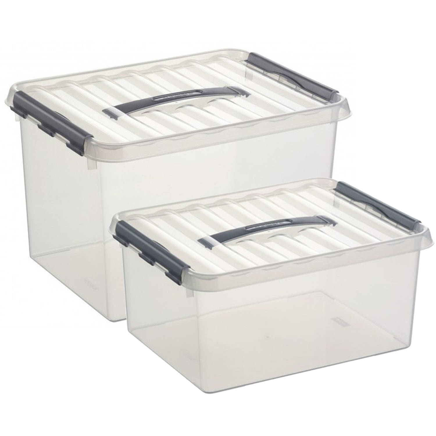Opberg boxen set van 4x stuks in 15 en 22 Liter kunststof met deksel Opbergbox