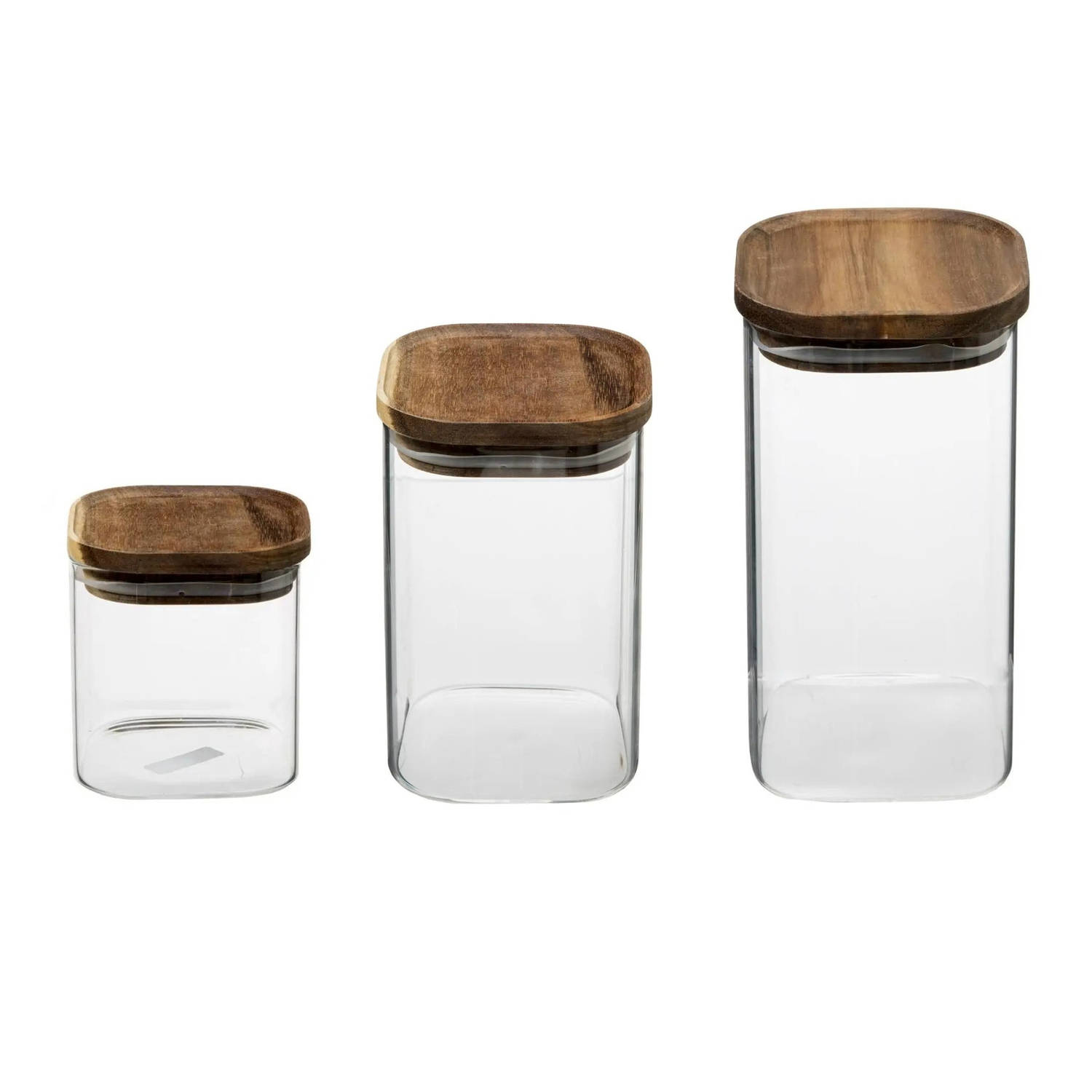 Set van 3x keuken voorraadbussen/potten glas 0.6-1.0-1.3 Liter inhoud - Voorraadpot