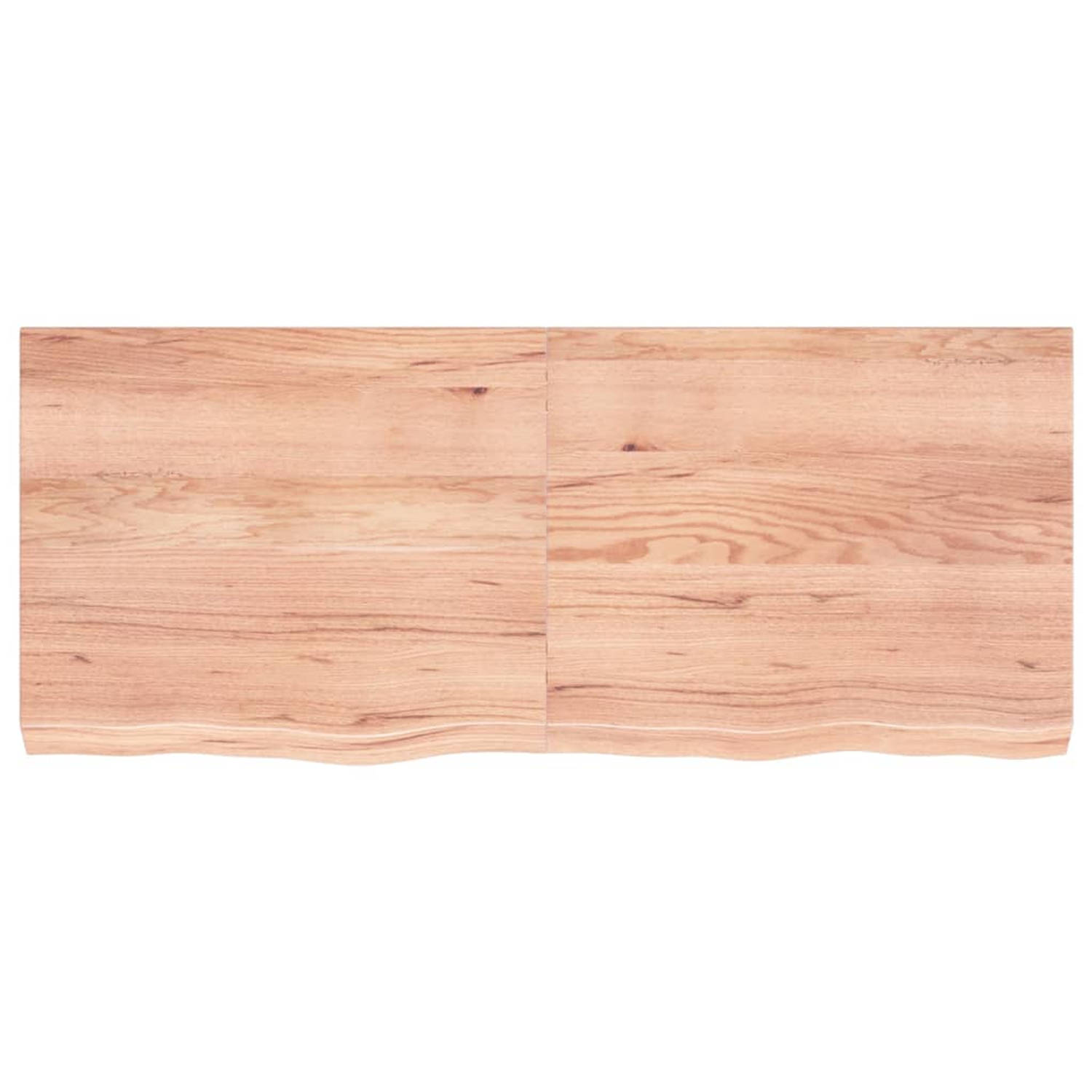 The Living Store Wandplank Eikenhout - 120 x 50 x 6 cm - Lichtbruin - 24 kg draagvermogen