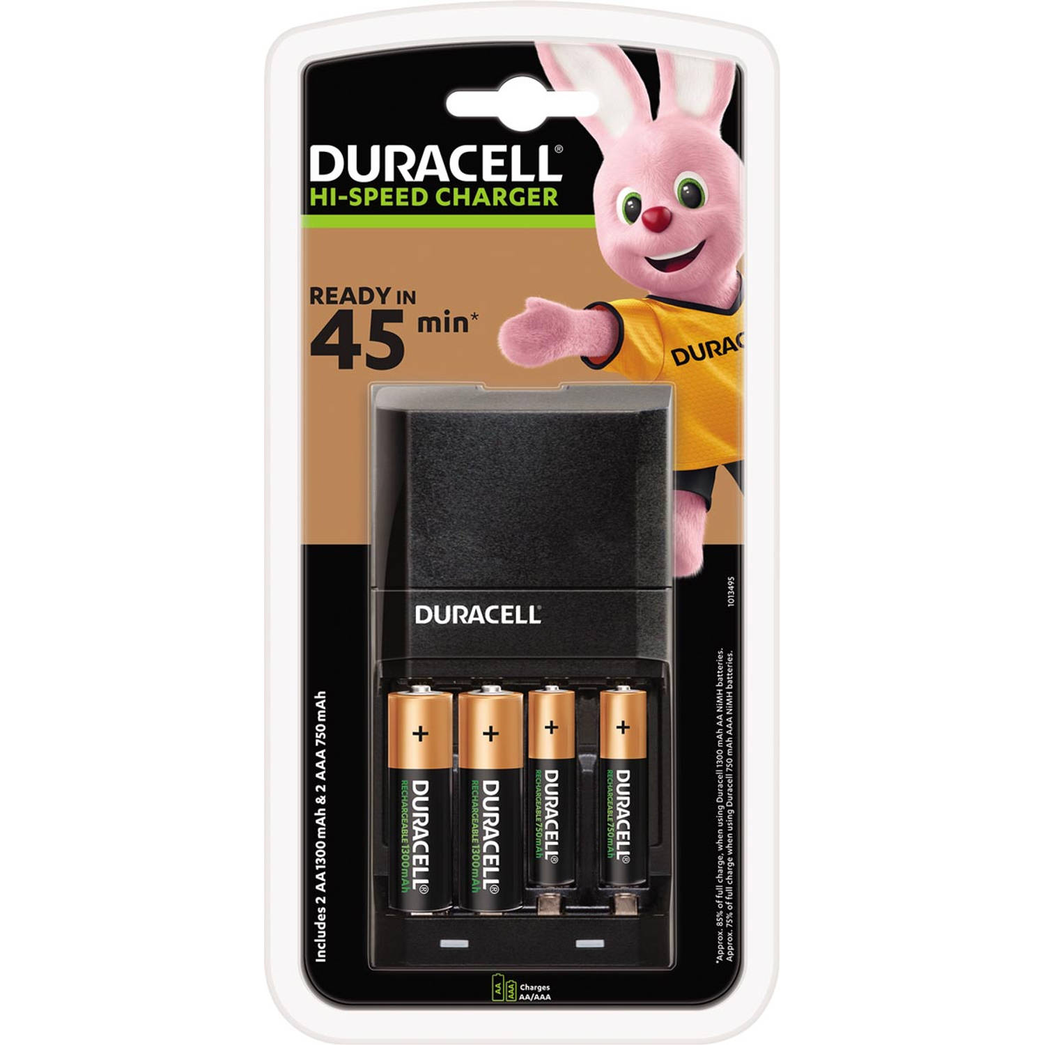 Duracell batterijlader Hi-Speed Advanced Charger, inclusief 2 AA en 2 AAA batterijen, op blister 3 stuks