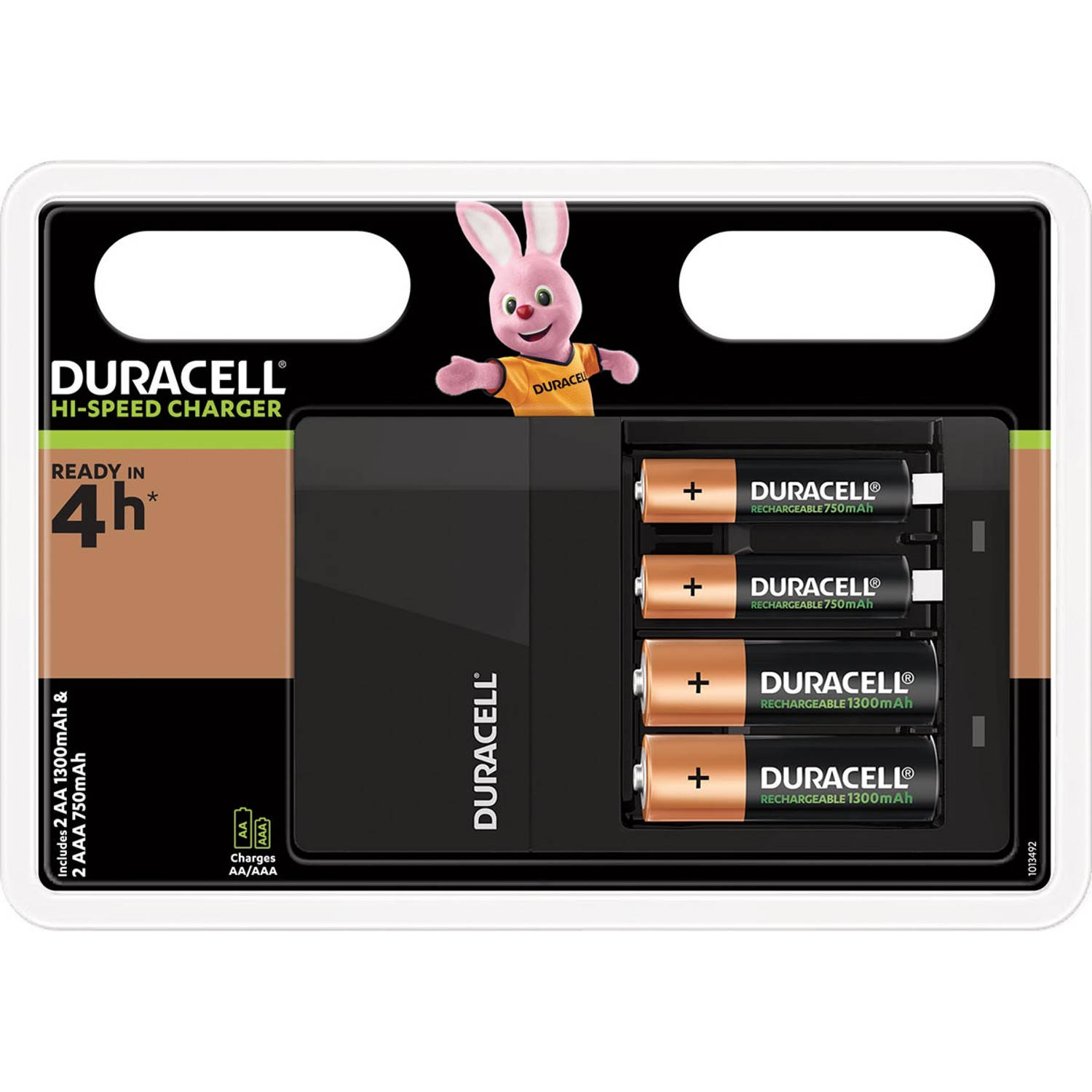 Duracell batterijlader Hi-Speed Value Charger, inclusief 2 AA en 2 AAA batterijen, op blister 6 stuks