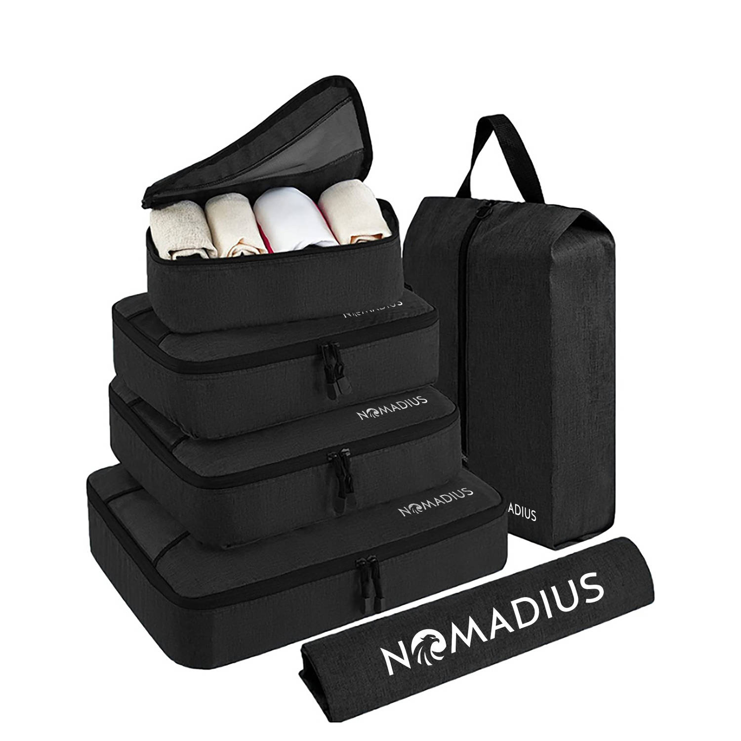 Nomadius® Packing Cubes Set - Premium Travel Organizer - Duurzame SBS Ritsen - Veelzijdig en Waterbestendig - Koffer Organizer - Incl. Schoenentas en Waszak