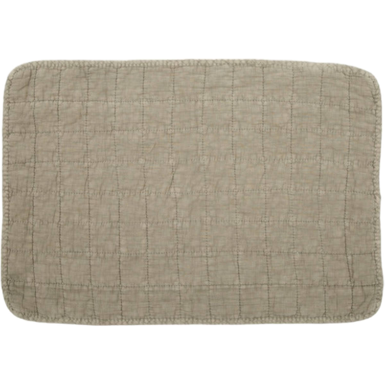 Mrs Bloom - Gewatteerd placemat 'Charlotte' - Olive Grey, 50 x 35cm