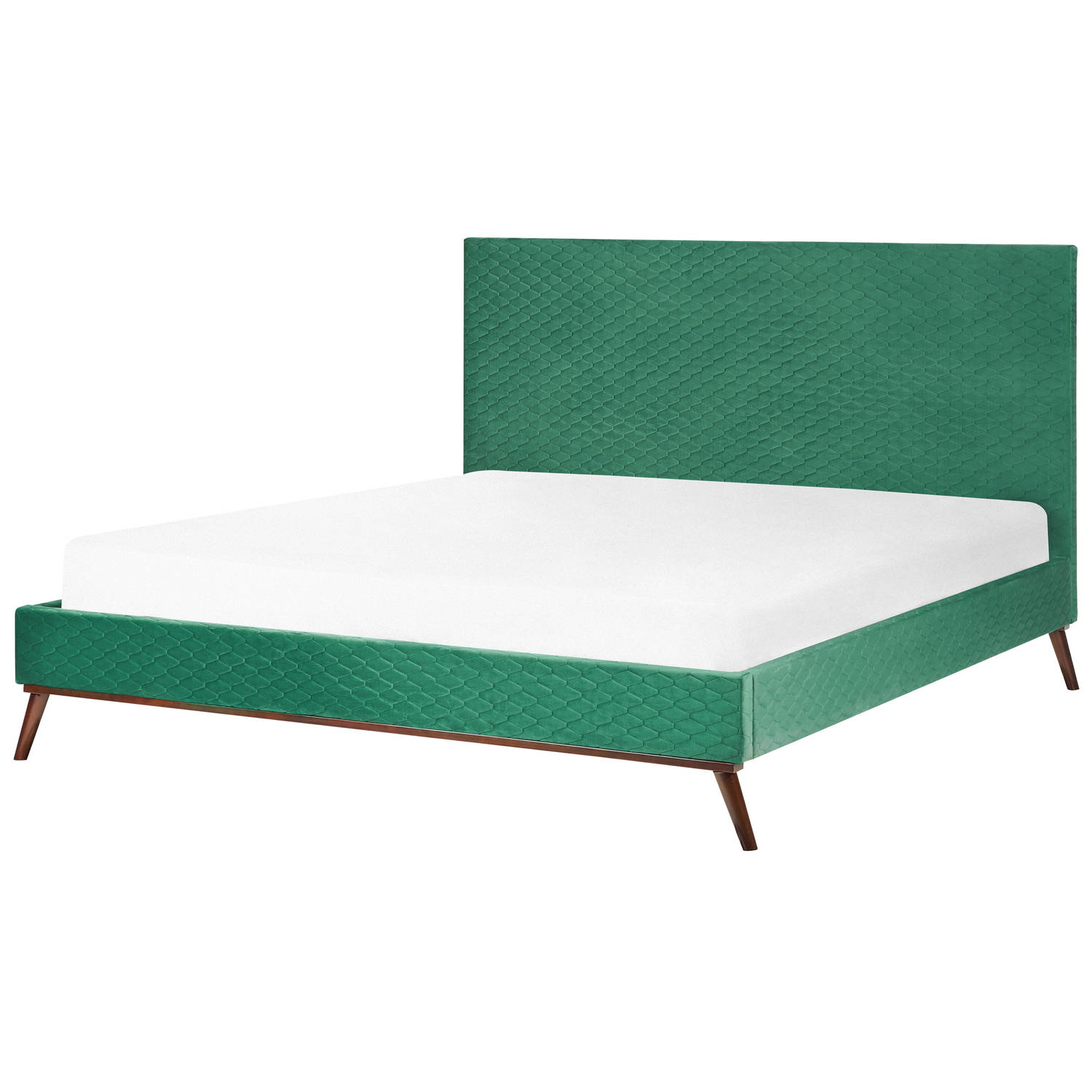 Beliani BAYONNE - Slatted Bed - Groen - Fluweel