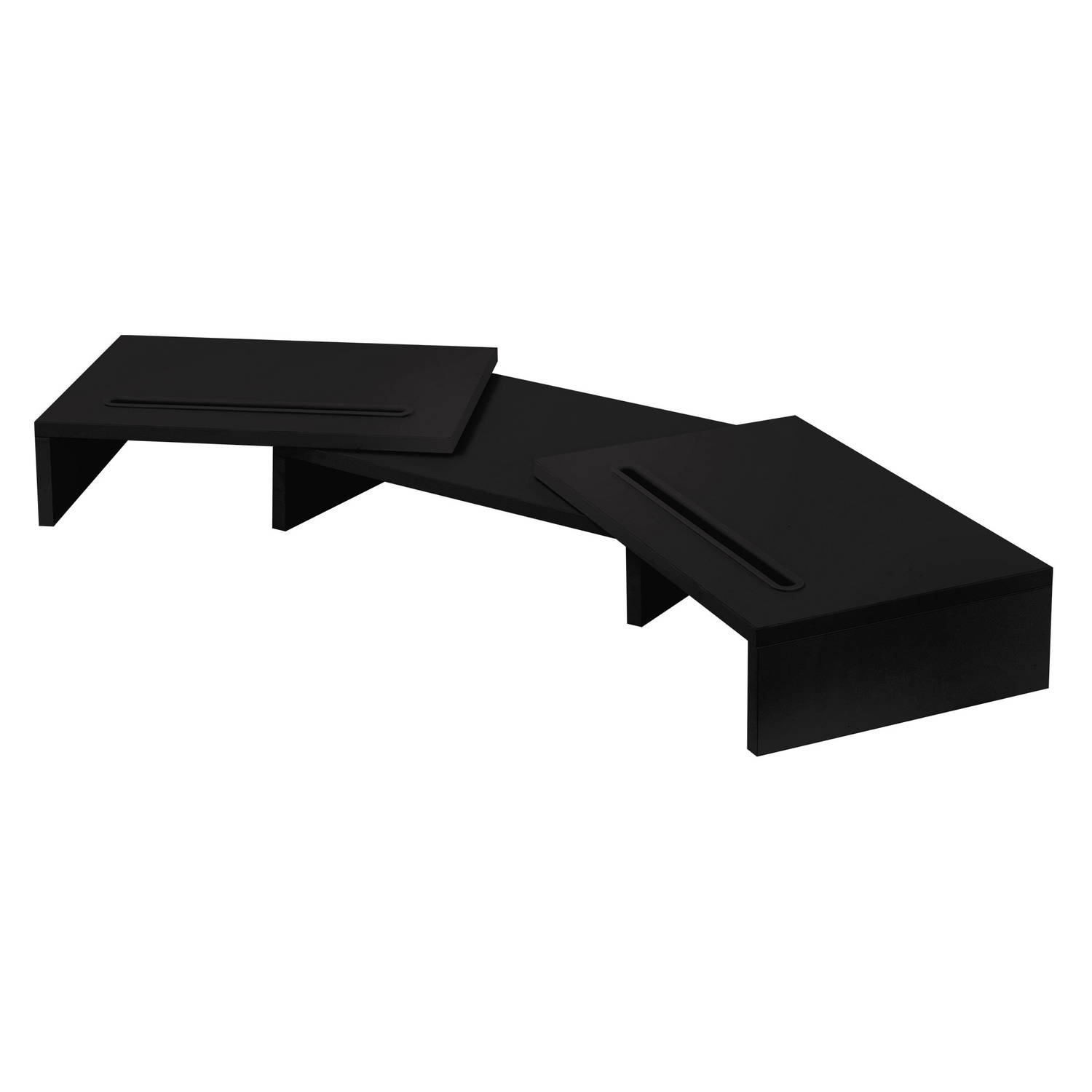 Dubbele monitorstandaard 110x27x10,5 cm zwart hout ML-Design