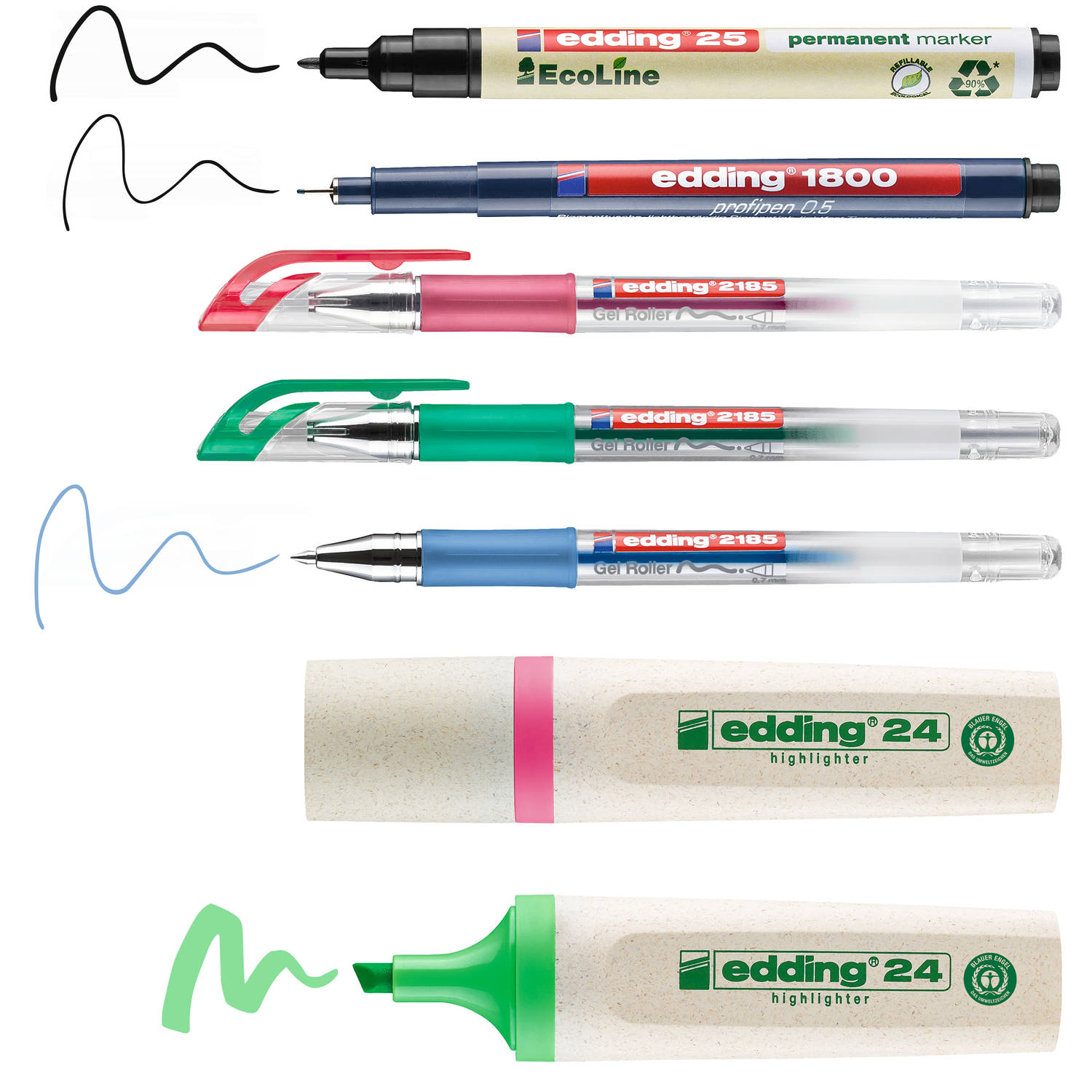 Edding e-BTW 4-BTWDESK Permanent marker Zwart, Blauw, Rood, Groen, Pink Watervast: Ja