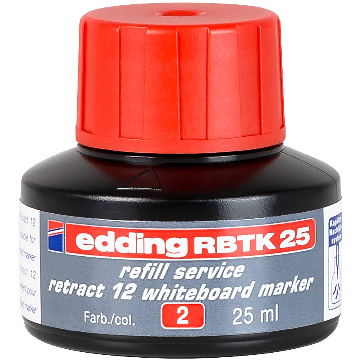 edding RBTK 25 (25 ml) navulinkt voor boardmarkers o.a. e-12 kleur; rood potje