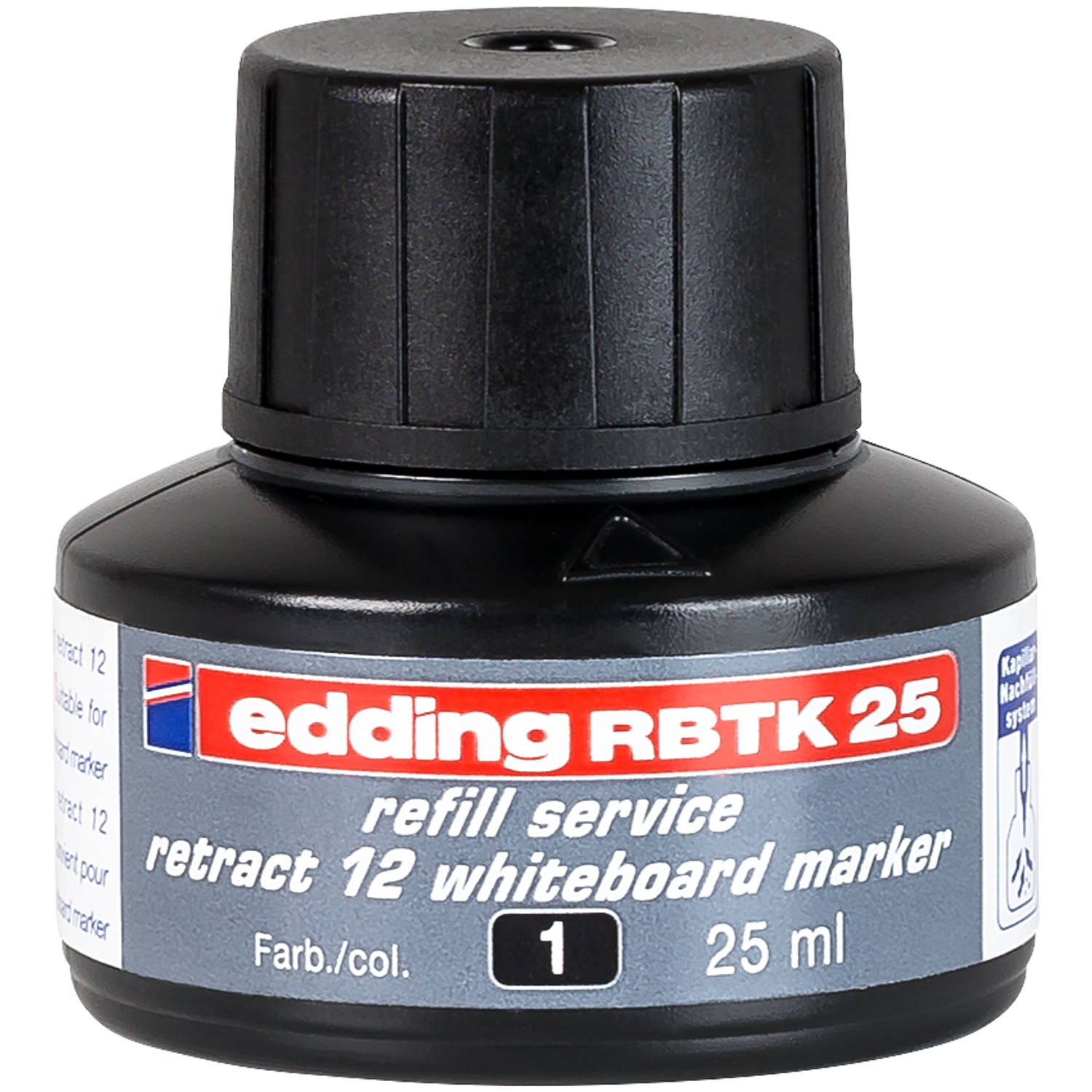 edding RBTK 25 (25 ml) navulinkt voor boardmarkers o.a. e-12 kleur; zwart potje