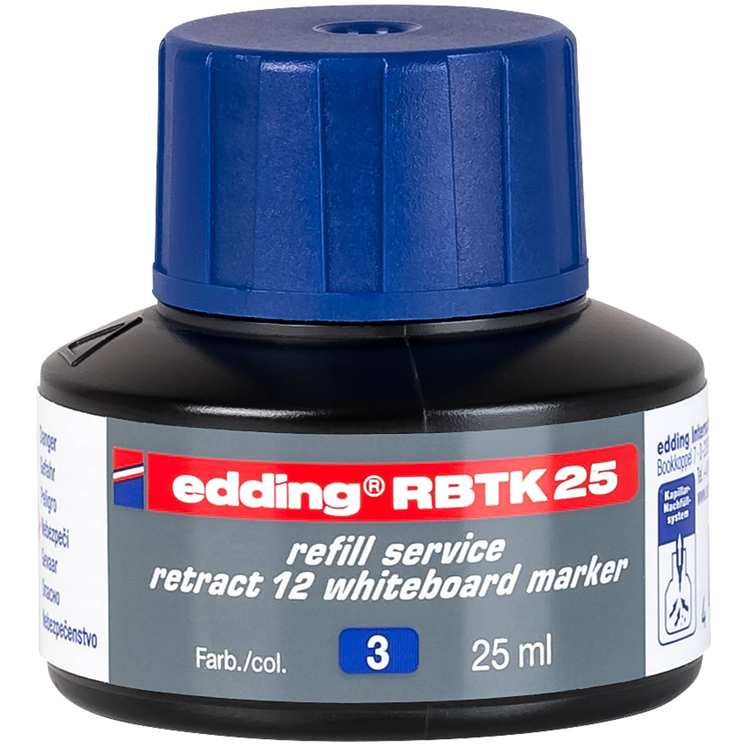 edding RBTK 25 (25 ml) navulinkt voor boardmarkers o.a. e-12 - kleur; blauw - potje