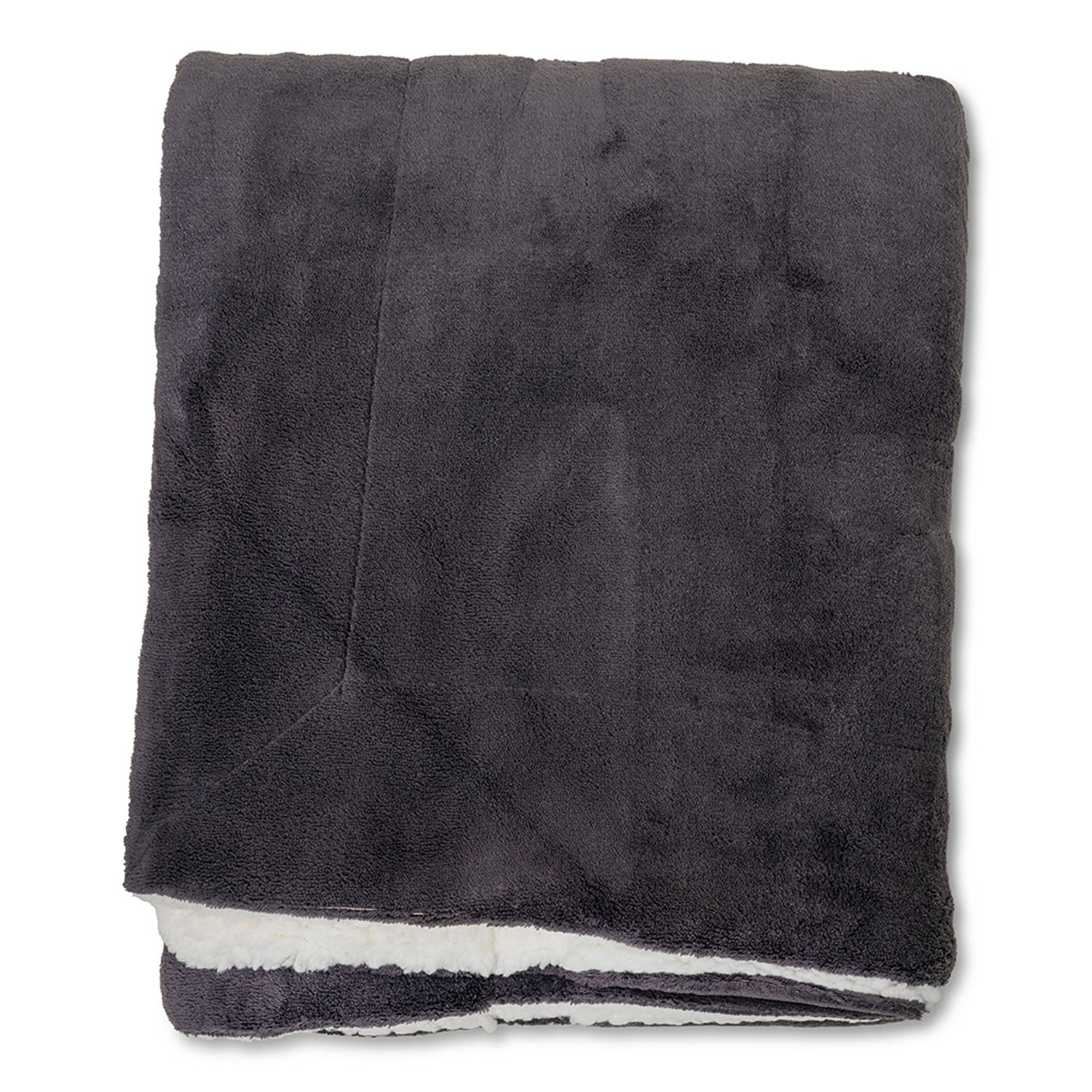 Wicotex-Plaid-deken-fleece plaid Espoo zwart 150x200cm met witte sherpa binnenkant-Zacht en warme Fl