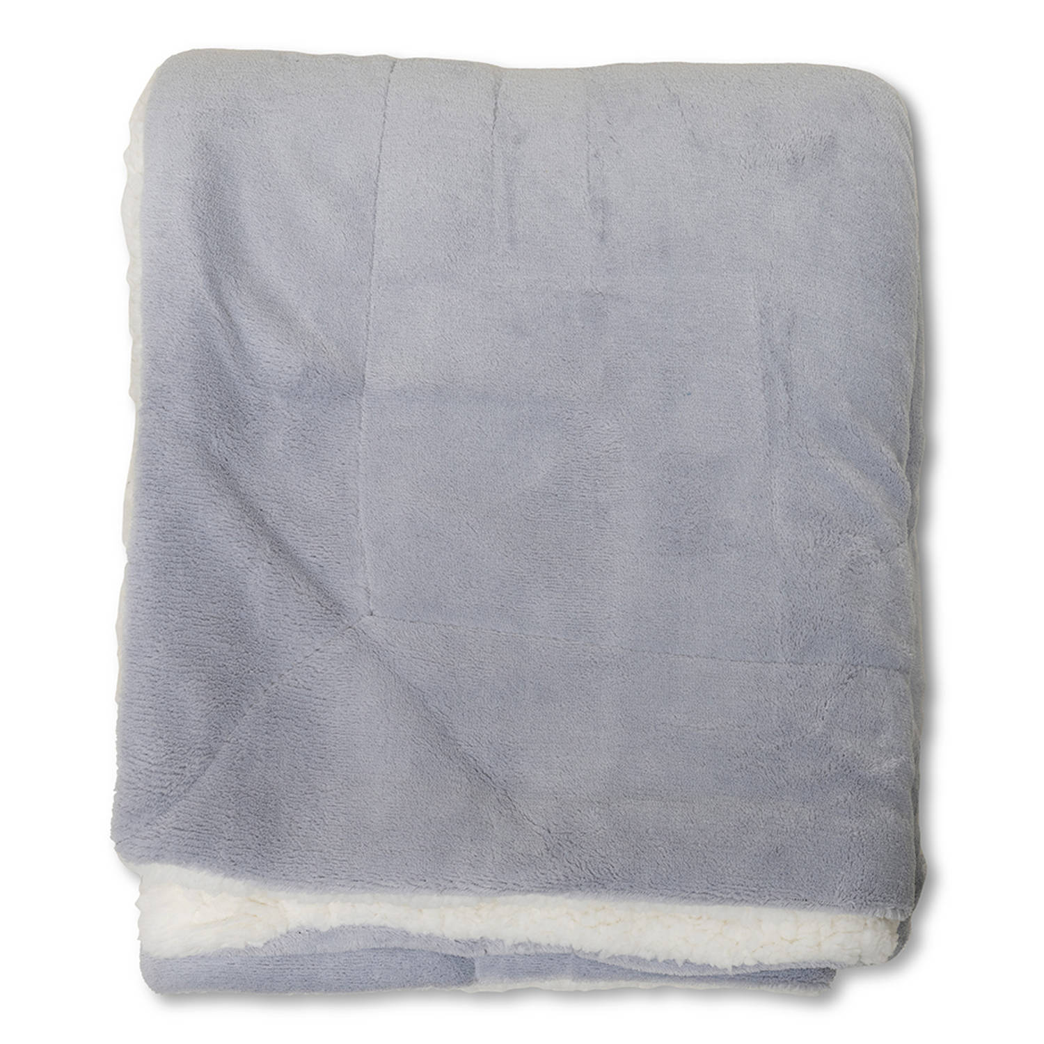 Wicotex-Plaid-deken-fleece plaid Espoo grijs 150x200cm met witte sherpa binnenkant-Zacht en warme Fl