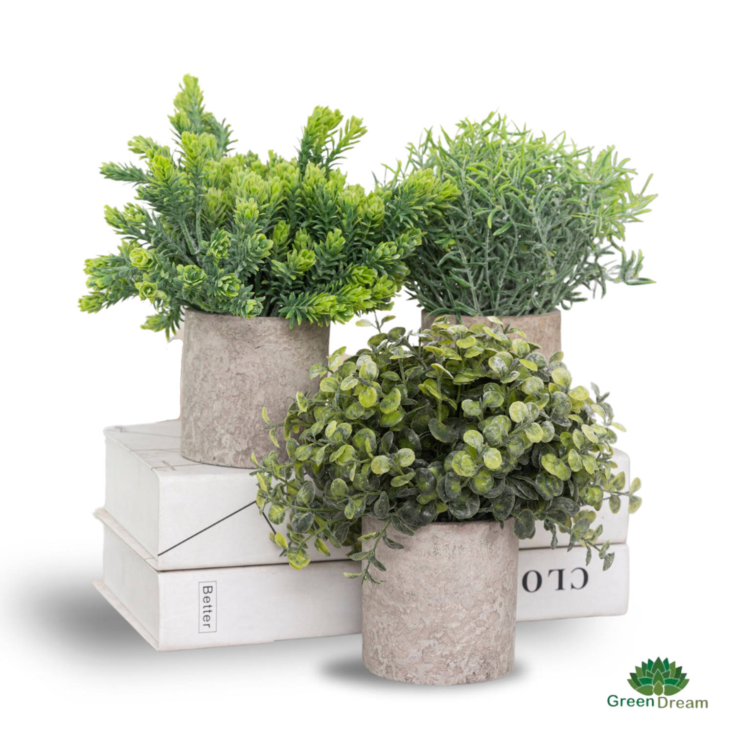 GreenDream® Kunstplanten set met 3 Kleine kunstplanten Kunstplanten 20cm hoogte