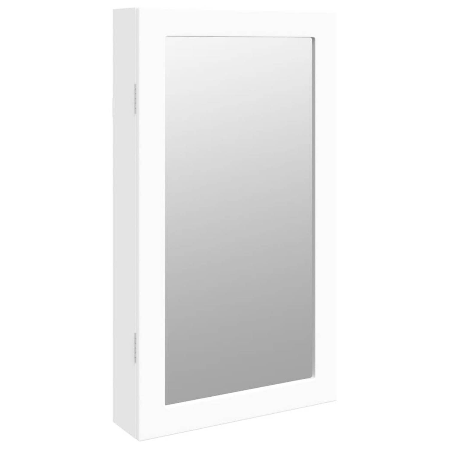 vidaXL Sieradenkast met spiegel en LED wandgemonteerd wit