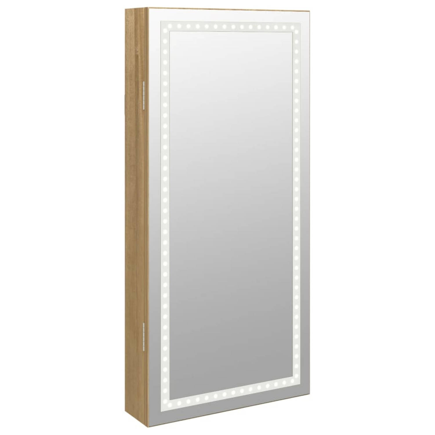 vidaXL Sieradenkast met spiegel en LED wandgemonteerd