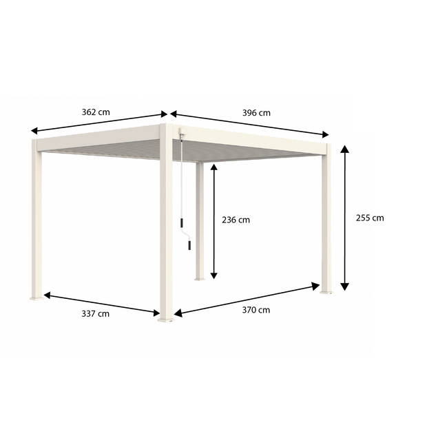 Orion - terrasoverkapping - 360 x 400 cm - wit - met LED verlichting