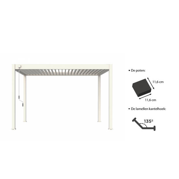 Orion - terrasoverkapping - 360 x 400 cm - wit - met LED verlichting