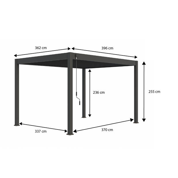 Orion - terrasoverkapping - 360 x 400 cm - antraciet