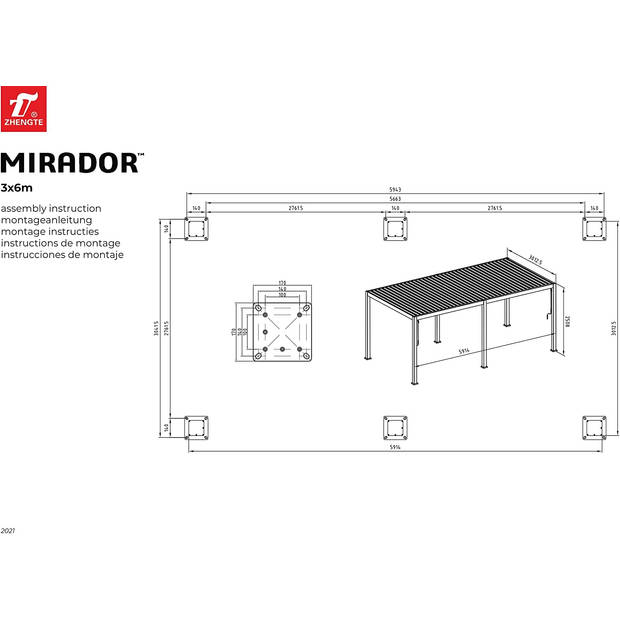 Mirador - terrasoverkapping - Classic - 300 x 600 cm - wit
