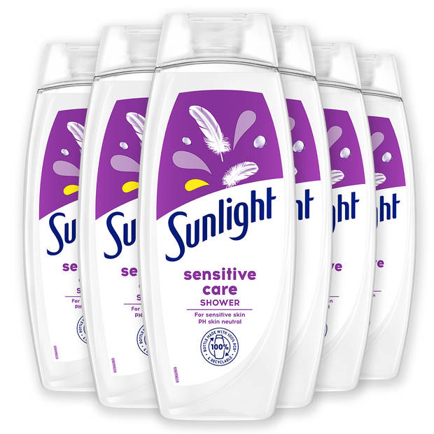 Sunlight - Zeep - Douchegel - Sensitive Care - Gevoelige huid - Hydraterend - 6 x 450 ml - Voordeelverpakking
