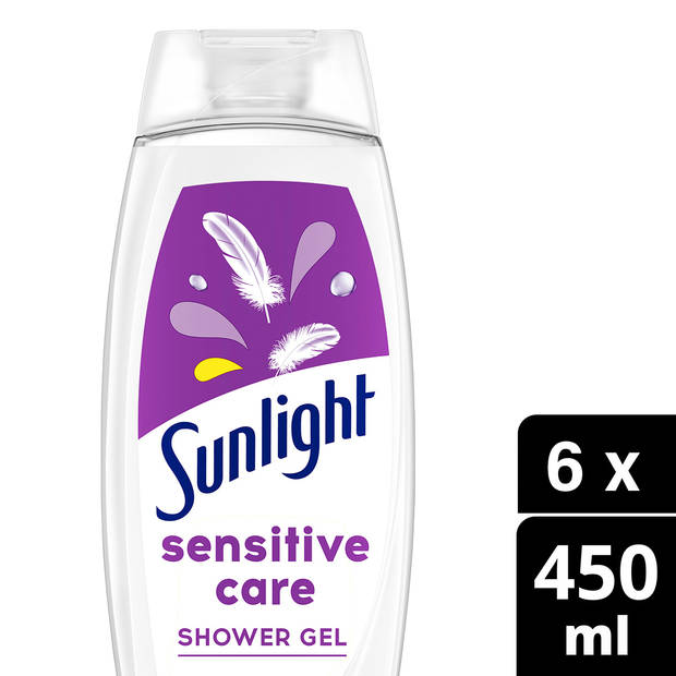 Sunlight - Zeep - Douchegel - Sensitive Care - Gevoelige huid - Hydraterend - 6 x 450 ml - Voordeelverpakking