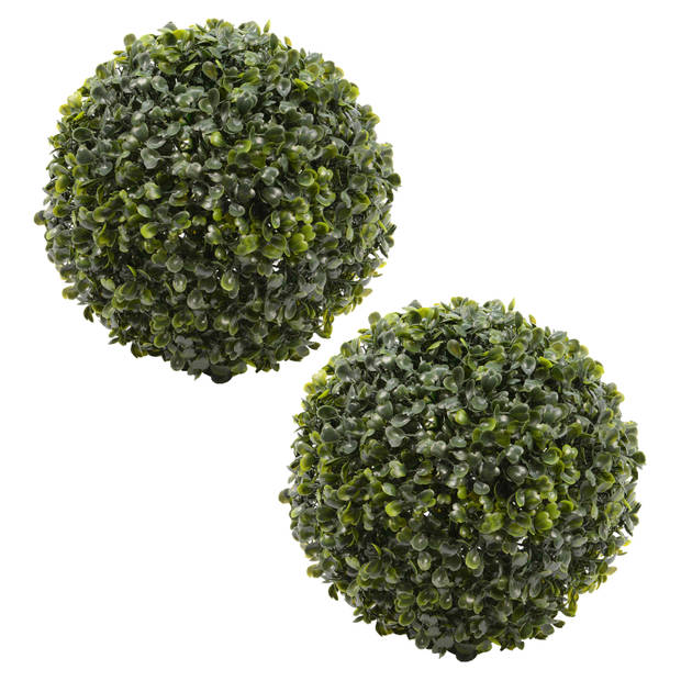 Everlands Buxus bol kunstplanten - 2x stuks - klein - D22 cm - groen - kunststof - Kunstplanten