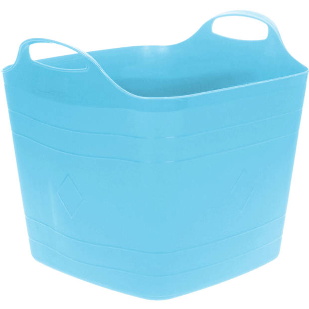 Flexibele emmer - 2x - blauw - 15 liter - kunststof - vierkant - 30 x 29 cm - Wasmanden