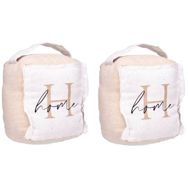 Giftdecor Deurstopper - 2x - 1 kilo - beige - canvas - Home - 14,5 x 16 x 19 cm - Deurstoppers