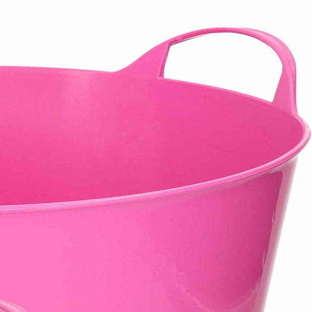 Flexibele emmer - roze - 15 liter - kunststof - 35 x 29 cm - Wasmanden