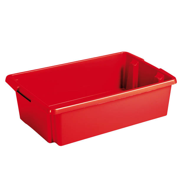 Sunware 2x opslagbox kunststof 30 liter rood 59 x 39 x 17 cm met deksel - Opbergbox