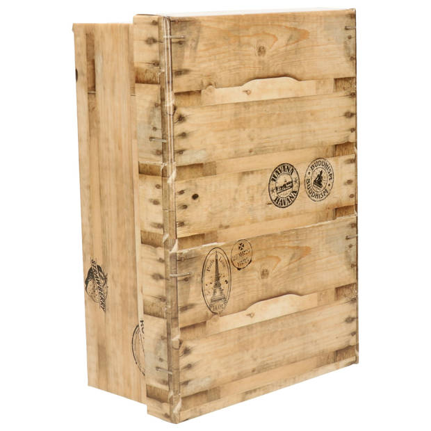 5Five Opbergdoos/box - 2x - houtkleur - L25 x B17 x H9.5 cm - Stevig karton - Woodybox - Opbergbox
