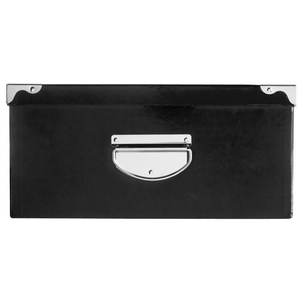 5Five Opbergdoos/box - zwart - L40 x B26.5 x H14 cm - Stevig karton - Blackbox - Opbergbox