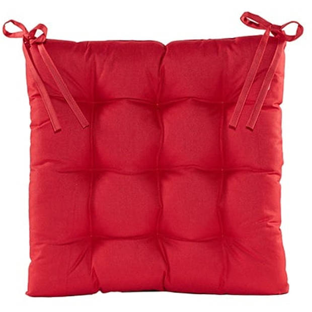 Anna's collection Stoelkussen gewatteerd - 2x - rood - 38 x 38 cm - tuinstoelkussens