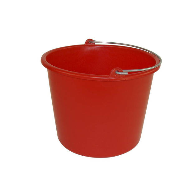 Huishoud emmer - 2x - rood - kunststof - 12 liter - D29 x H35 cm - Emmers