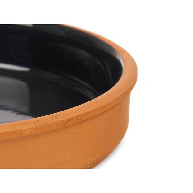 Tapas/hapjes serveren/oven schaal terracotta/zwart 23 x 4 cm - Snack en tapasschalen