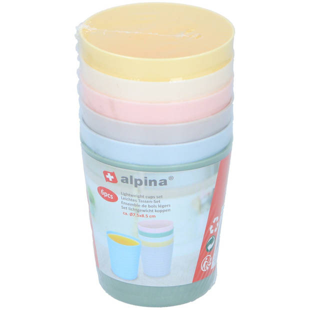 Alpina limonadebekers - 6x - herbruikbaar - gekleurd - kunststof - 230 ml - Kinderservies
