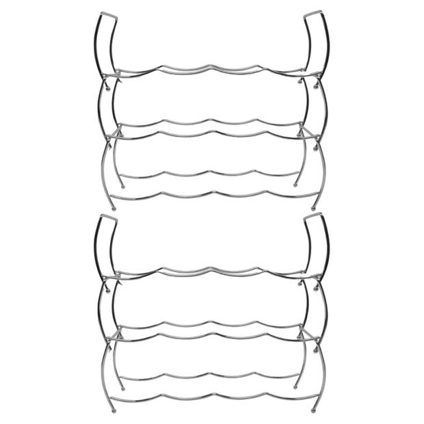 Svenska Living Wijnrek - 24 flessen - chrome - metaal - 43 x 42 x 15 cm - Wijnrekken