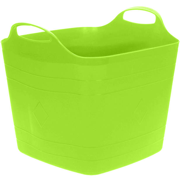 Flexibele emmer - 2x - groen - 15 liter - kunststof - vierkant - 30 x 29 cm - Wasmanden