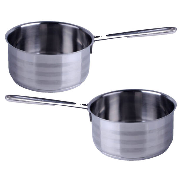 Svenska Living Steelpan/sauspan - 2x - RVS - D14 cm - 1L - Alle Warmtebronnen - Steelpannen