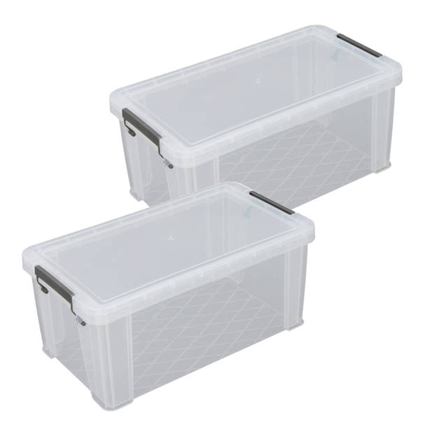 Allstore Opbergbox - 2x stuks - 7,5 liter - Transparant - 25 x 19 x 16 cm - Opbergbox