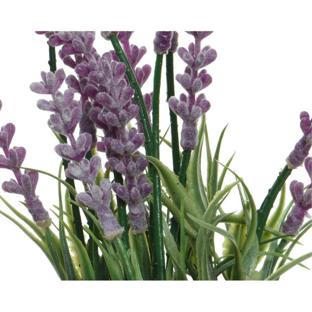 2x lavendel kunstplant in terracotta pot - paars - D6 x H18 cm - Kunstplanten