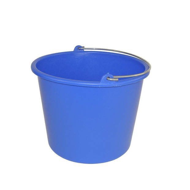 Huishoud emmer - 2x - blauw - kunststof - 12 liter - D29 x H35 cm - Emmers