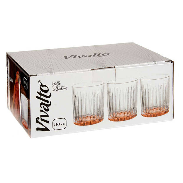 Luxe Exotic Collection Drinkglazen set 6x stuks op oranje basis 330 ml - Drinkglazen