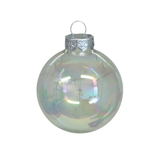 Kerstballen van glas - 8x - transparant parelmoer -8 cm -milieubewust - Kerstbal
